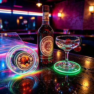 Sous-verre LED personnalisé avec logo, en verre trempé de 10 cm, changeant de couleur, pour décorations de fête, bar, boîte de nuit, pub, fête d'anniversaire - Product Image 5