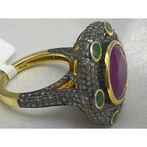 Nuevo Anillo de Lujo con Esmeralda y Rubí, Plata de Ley 925, Regalo para Fiestas, Bodas, Compromisos, Ceremonias Religiosas y Eventos - Product Image 3