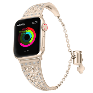 สายนาฬิกาใหม่ 40 มม. 46 มม. สีทอง ประดับเพชร สายนาฬิกาแบบหรูหรา สำหรับ Apple 11 สายรัดข้อมืออัจฉริยะ Pro 2 ของแท้ - Product Image 2