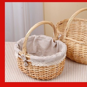 Willow Woven Storage <b>Baskets</b> Round Handmade 1-3L For Picnic <b>Egg</b> Fruit Flower Gift - Product Image 5