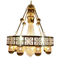 Lustre marocain en fer forgé pour mosquées, grand modèle allongé, éclairage élégant pour espaces islamiques et musulmans