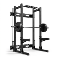 Rack de squat mural pliable avec rangement de barres intégré, machine Smith commerciale peu encombrante avec plaques de poids et machine Smith