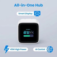 Chargeur rapide 45W GaN PD QC3.0 avec écran couleur TFT, protection intelligente AI, chargeur mural Type-C, prise EU/US/UK