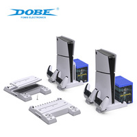 DOBE TP5-3537B Multifunktionaler Vertikalständer für PS5 Slim Kühlbasis Mit Disc-Aufbewahrungsregal Ladestation
