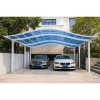 Structure de carport moderne en aluminium avec panneaux de toiture en PVC résistant aux UV, robuste pour l'extérieur, le jardin et la zone de stationnement