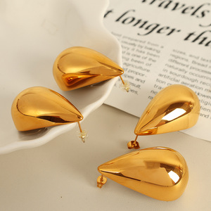 Pendientes colgantes de aleación de zinc chapados en oro con forma de gota de agua para fiesta, joyería de moda EH768 - Product Image 2