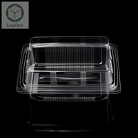 Boîte d'emballage rectangulaire transparente en plastique avec couvercle pour fromage, crème glacée, gâteau aux fruits, sushi, avec gaufrage élégant pour produits alimentaires