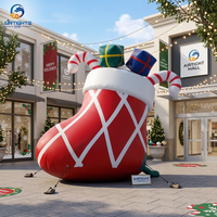 Chaussette de Noël géante gonflable personnalisée pour l'extérieur avec boîte cadeau et canne remplie pour la décoration