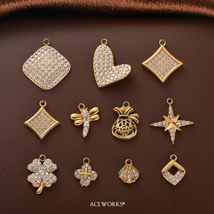 Micro-pave Charm Gallery | Stainless Steel 18K PVD Gold Plated CZ Zircon Iced Out Pendant Waterproof Hypoallergenic Tarnish Free - Product Image 3