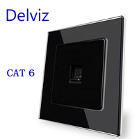 Adaptateur de module universel Delviz, panneau en verre trempé de 86 mm, interface réseau informatique, port mural CAT6, prise de câble LAN CAT6E