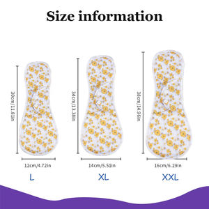 Serviettes hygiéniques ailées réutilisables en coton biologique Taille L XL XXL Protections anti-fuite absorbantes <span class=keywords><strong>pour</strong></span> la peau Serviettes menstruelles à usage quotidien <span class=keywords><strong>pour</strong></span> femmes - Product Image 2