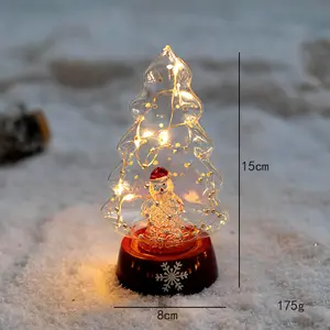 Pohon Natal LED, hiasan keruncut kaca bercahaya untuk dekorasi pesta rumah perak cocok untuk liburan dalam ruangan
