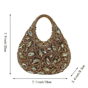 Bolso de Noche Floral de Cristal de Lujo para Mujer, Cartera de Mano con Asa Superior y Pedrería para Boda o San Valentín - Product Image 2
