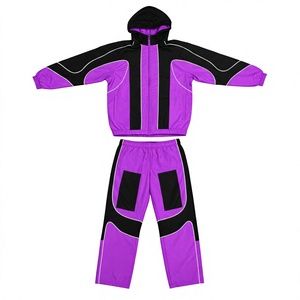 <b>Men</b> Waterproof Windproof Hooded <b>Track</b> Suit Color Blocking Sporty Zipper Closure Regular Fit Winter Polyester <b>Jacket</b> Pants Set - Product Image 5