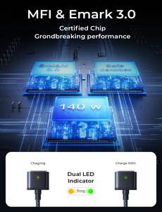 Câble magnétique USB C vers 3 LISEN de 6,6 pieds, 140 W, charge rapide, cordon d'alimentation magnétique tressé pour <span class=keywords><strong>MacBook</strong></span> <span class=keywords><strong>Air</strong></span> M2 M3, ordinateur portable - Product Image 3