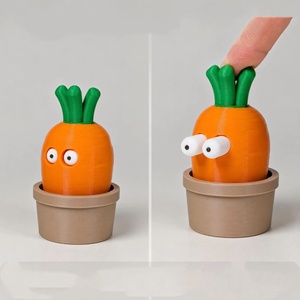 Série de jouets réalistes imprimés en 3D avec des yeux bombés : Carotte, Aubergine, Tomate, Pomme de terre – Jouets anti-stress de bureau - Product Image 1