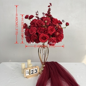 Bola de Flores Rojas de Seda Artificial de 40 cm, Centro de Mesa Floral para Bodas, <span class=keywords><strong>Mini</strong></span> Arreglo Floral Decorativo, Éxito de Ventas en Estados Unidos - Product Image 2