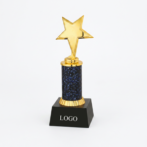 Trofeo Estrella Chapado en Oro con Columna de Mármol Azul Modelo 682 C Base Grabada Resistente para Premios de Eventos Deportivos y de Juegos - Product Image 1