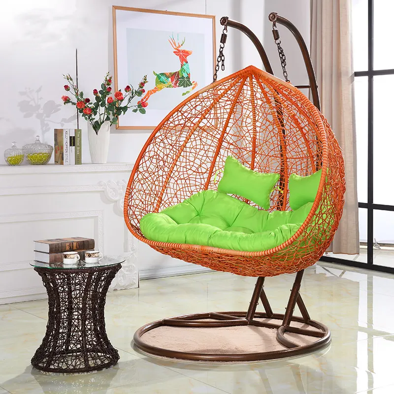 Double Strong Metal Frame Outdoor Hammock Garden Swing Bed Rattan Hanging Egg Chair Patio Swing