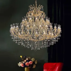 Zhongshan showsun pencahayaan besar k9 kristal chandelier untuk dekorasi pernikahan