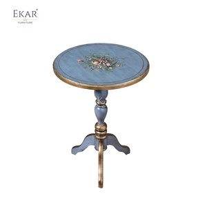 Tavolino d'Appoggio Azure Heritage Dipinto a Mano - Lussuoso Tavolino Laterale in Stile Classico Americano |   EKAR FURNITURE - Product Image 1