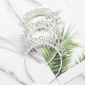 Happy Birthday Rhinestone Headband Women Party Birthday Decoration Plastic Letter Crown Accessory - Product Image 3
