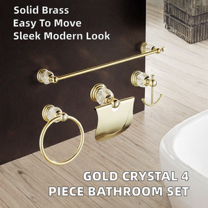 Juego de Accesorios de Baño de Latón Dorado, Toallero de Pared, Porta Toallas de Latón, Accesorios de Baño de Lujo - Product Image 2