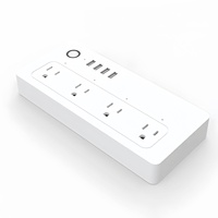 Multiprise intelligente WiFi SLS avec 4 prises et 4 ports USB, IP44, 16A, norme EU/UK/US, contrôle par application Tuya/Smart Life, compatible Alexa