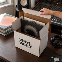 Boîte en carton ondulé blanc personnalisée avec impression noire et séparateur en nid d'abeille pour disques vinyles