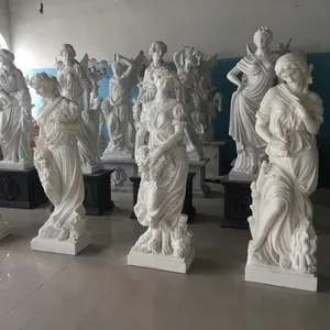 A Grandezza naturale di Grandi Dimensioni a Quattro Stagioni Femminile Statue di Marmo Giardino Della Signora