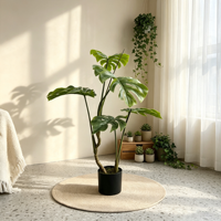 Plante artificielle Monstera en pot en plastique, fausse feuille tropicale, pour décoration de maison, jardin, arrangement floral de mariage, durable et de haute qualité
