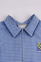 Uniforme escolar personalizado para niñas, camisa escolar Oem, azul claro, tela escolar, para verano
