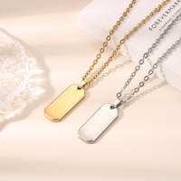 Collier pendentif géométrique en acier inoxydable vierge à découpe diagonale, bijoux de couple, résistant à l'eau, compatible gravure laser sous vide