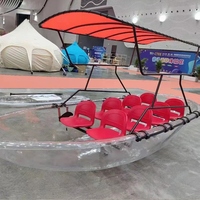 PC Clear Bottom Crystal Kayak Grand bateau transparent 8 personnes Bateau en plastique pour les visites touristiques