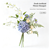 Bahan Dekoratif DIY Modern yang Dapat Digunakan Kembali, Buket Bunga Melati Sutra dan Hydrangea, Nuansa Mewah untuk Pernikahan, Ikat Bunga Buatan Tangan