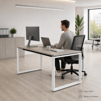Bureau de travail avec écran de séparation et tiroirs