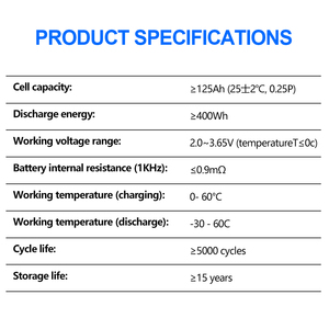 폴란드 스톡 CALB 125Ah 3.2V 리튬인산철 셀 A급 저내부저항 0.2mΩ EV 오토바이 RV용 - Product Image 3