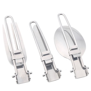 <span class=keywords><strong>Set</strong></span> di posate pieghevoli in acciaio inossidabile ecologico, portatile, per campeggio, kit completo in metallo, in stock, molto venduto. - Product Image 3