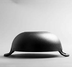 Poêle à frire multifonctionnelle chinoise antiadhésive, <span class=keywords><strong>faitout</strong></span> rond noir, marmite en fonte, wok de cuisson avec <span class=keywords><strong>couvercle</strong></span> en bois - Product Image 3