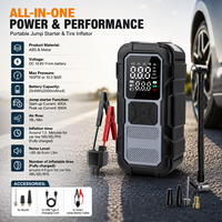 Compresseur d'air rechargeable et démarreur de batterie avec affichage numérique et lumière LED 150 PSI OEM