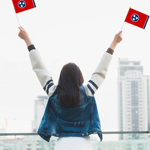 Drapeau à main personnalisé avec logo du Tennessee, le Tennessee, l'État des Volontaires, 14x21cm, petite bannière ondulante pour les matchs de football et de soccer - Product Image 4
