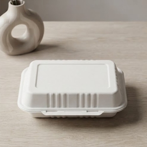 Boîte à emporter en bagasse de canne à sucre écologique 580 ml, robuste, compostable, biodégradable, compatible micro-ondes, résistante à l'huile et à l'eau - Product Image 2