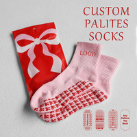 Chaussettes de yoga et de pilates en coton doux avec logo personnalisé, chaussettes de sport antidérapantes à compression