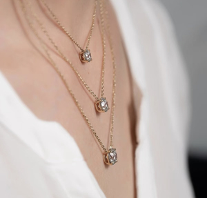 Kustom Pabrik Igi bersertifikat 1-5 CT Lab tumbuh berlian 14k <span class=keywords><strong>18k</strong></span> emas padat jimat kalung liontin untuk wanita pria - Product Image 2