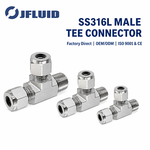 Conector en T <span class=keywords><strong>de</strong></span> Acero Inoxidable, Rosca NPT, Conexión por Compresión, Forjado, 1000PSI-10000PSI, Marca OJFLUID para Uso Marino - Product Image 1