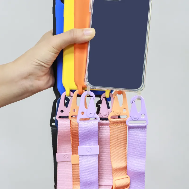 Cordões multifuncionais de poliéster para celular, alça ajustável personalizada para capa de silicone