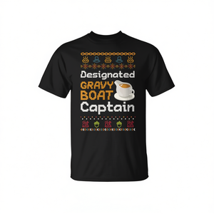 Camiseta divertida unisex para adultos con diseño de Capitán Gravy Boat, para el Día de Acción de Gracias, cuello redondo, manga corta, impresión digital - Product Image 2