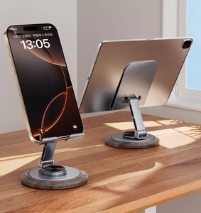 Soporte de teléfono móvil plegable de grano de madera para escritorio 360 rotación ajustable soporte de teléfono de Metal portátil para teléfono Pad Tablet - Product Image 5