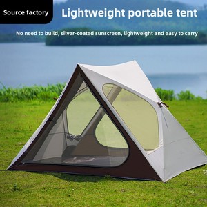 ZHT ZHT-227 Carpa de Camping Plegable Portátil para Exteriores, Triangular, para <span class=keywords><strong>Playa</strong></span> y Parque, de Cuatro Estaciones, Fácil de Instalar, 220x160x150cm, 210D, Plateada - Product Image 3
