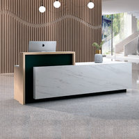 Bureau d'accueil en cuir pour hôtel, bureau, magasin de vêtements - Mobilier de bureau commercial avec passe-câbles intégré